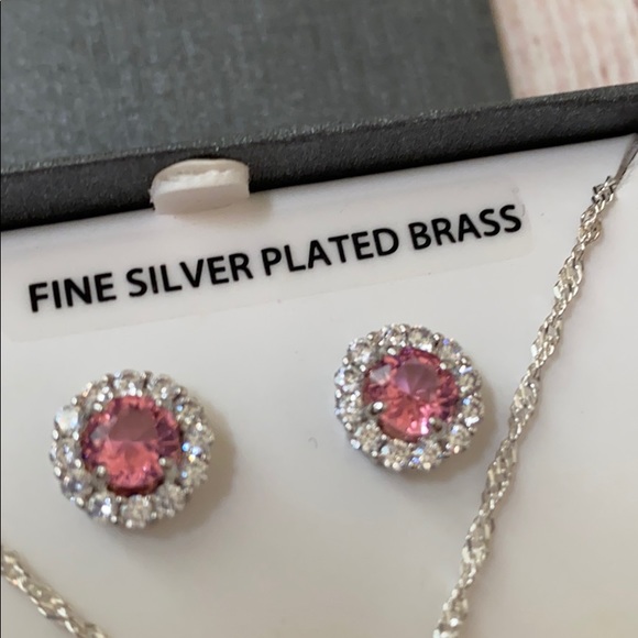 Simulated Pink Sapphire Necklace and Earrings - Picture 2 of 4